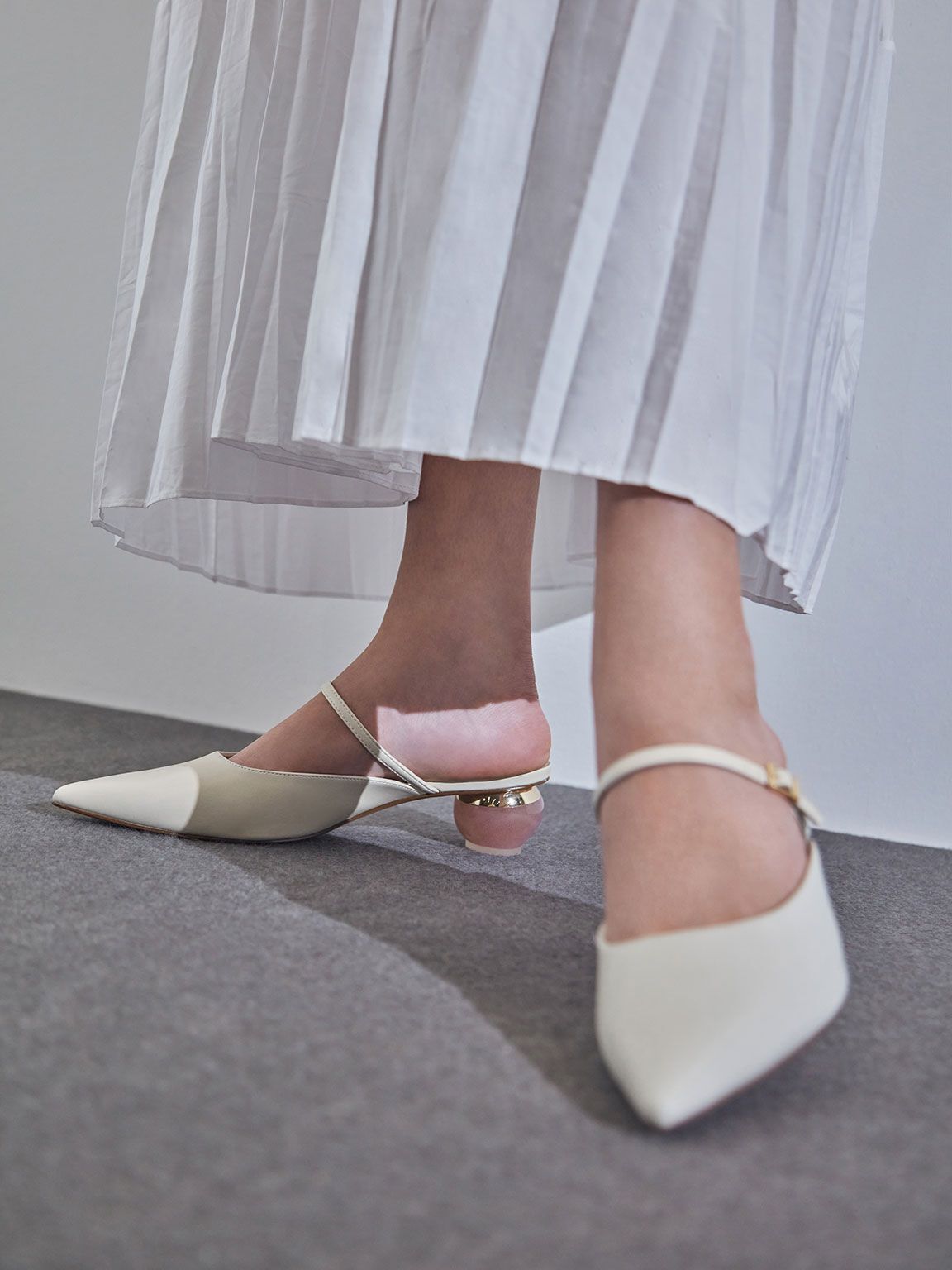 Sculptural Heel Pointed Toe Mules