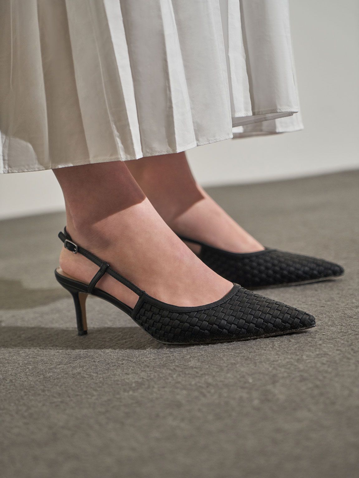 Woven Slingback Pumps